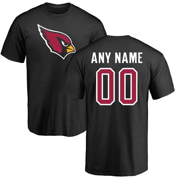 Men Arizona Cardinals NFL Pro Line Black Custom Name and Number Logo T-Shirt->->Sports Accessory